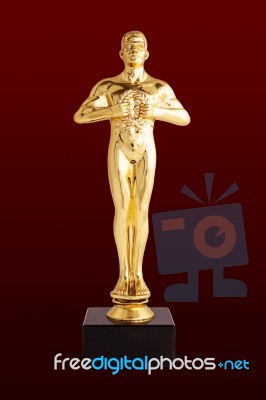 Oscar - Golden Trophy Stock Photo