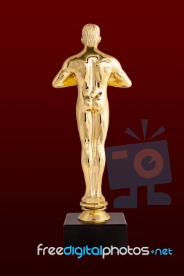 Oscar - Golden Trophy Stock Photo