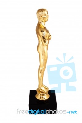 Oscar - Golden Trophy Stock Photo