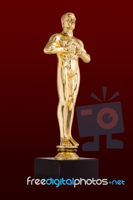 Oscar - Golden Trophy Stock Photo