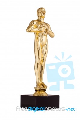 Oscar - Golden Trophy Stock Photo