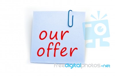 Our Offer Note Stock Image