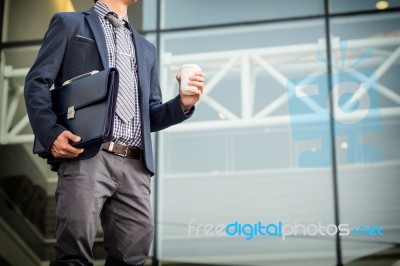 Outdoor Portrait Of Middle Aged Senior Business Man Stock Photo