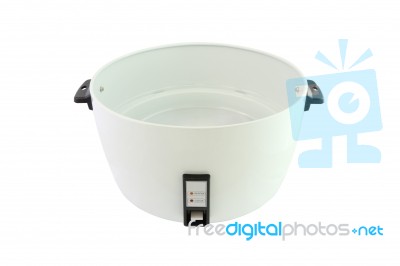 Outer Pot Of Electric Rice Cooker On White Background Stock Photo