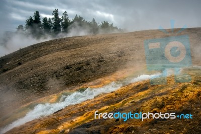 Outflow From Excelsior Geyser Crater Stock Photo