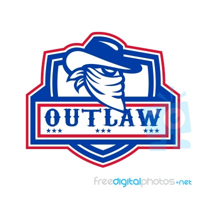 Outlaw Cowboy Mascot Shield Stock Image