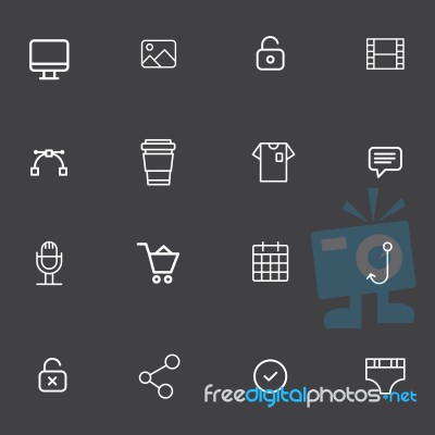 Outline Icon Set For Graphic Design  Illustration Eps 10 Stock Image