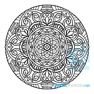 Outline Mandala Decorative Round Ornament, Hand Drawn Style - Ve… Stock Image