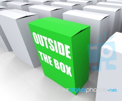 Outside The Box Means To Think Creatively And Conceptualize Stock Image