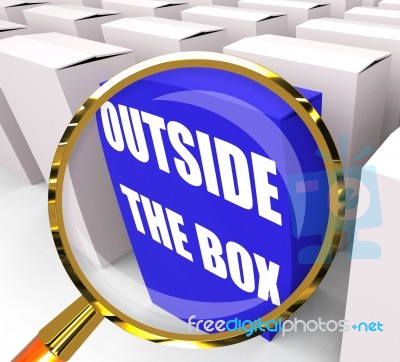 Outside The Box Packet Means To Think Creatively And Conceptuali… Stock Image