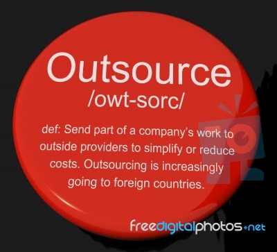 Outsource Definition Button Stock Image