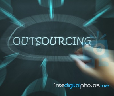 Outsourcing Diagram Means Freelance Workers And Contractors Stock Image