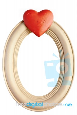 Oval Frame With Heart Stock Photo