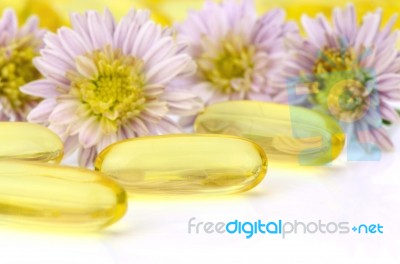 Oval Shape Of Soft Gelatin Capsule Stock Photo