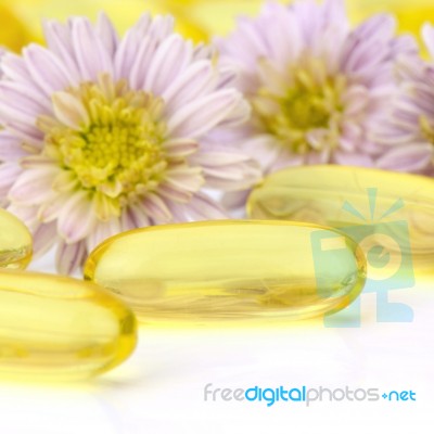 Oval Shape Of Soft Gelatin Capsule Stock Photo