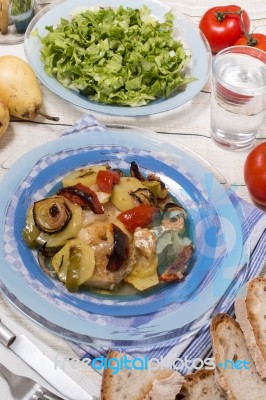 Oven Codfish With Potatoes Meal Stock Photo