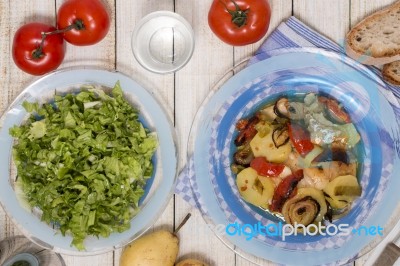 Oven Codfish With Potatoes Meal Stock Photo