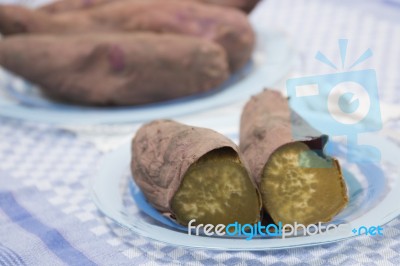 Oven Sweet Potatoes Stock Photo