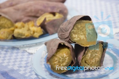 Oven Sweet Potatoes Stock Photo