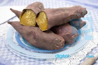 Oven Sweet Potatoes Stock Photo