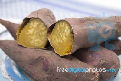 Oven Sweet Potatoes Stock Photo