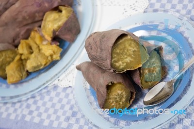 Oven Sweet Potatoes Stock Photo