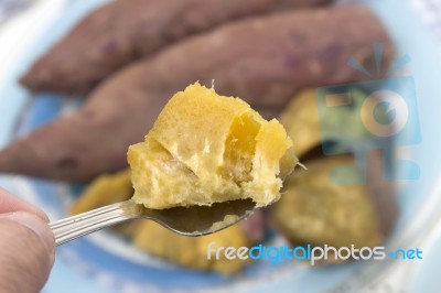 Oven Sweet Potatoes Stock Photo