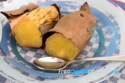 Oven Sweet Potatoes Stock Photo