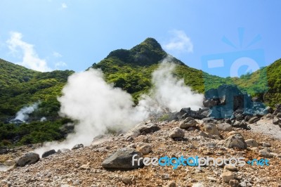 Owakudani Valley ( Volcanic Valley With Active Sulphur And Hot S… Stock Photo