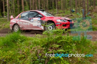 P. O' Connell Driving Mitsubishi Evo Stock Photo