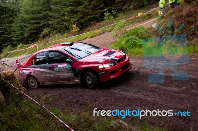 P. O' Connell Driving Mitsubishi Evo Stock Photo