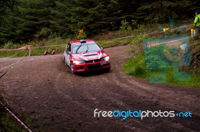 P. O' Connell Driving Mitsubishi Evo Stock Photo