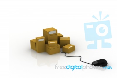 Packages With Mouse Stock Image