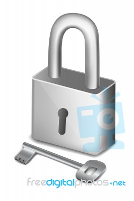 Pad Lock With Key Stock Image