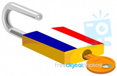 Padlock And Key France Flag Design Stock Image