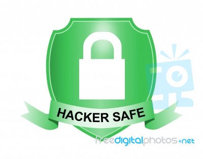 Padlock Hacker Safe Shield And Ribbon Stock Image