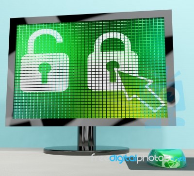 Padlock Icon On Computer Screen Stock Image