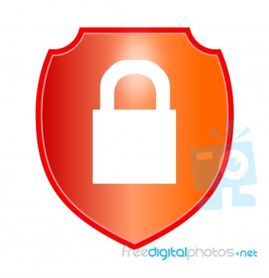 Padlock In Green Shield Stock Image