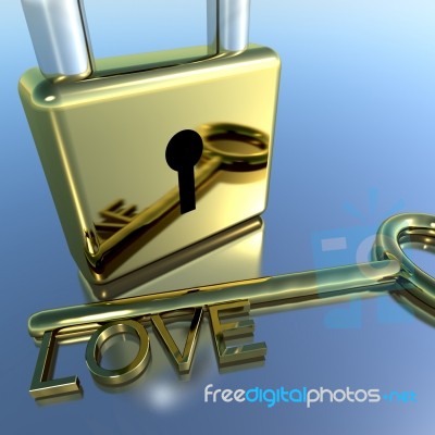 Padlock With Love Key Stock Image