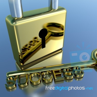 Padlock With Success Key Stock Image