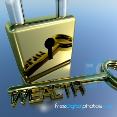 Padlock With Wealth Key Stock Image