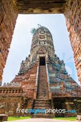 Pagoda Ancient Of Wat Chaiwatthanaram Temple Stock Photo