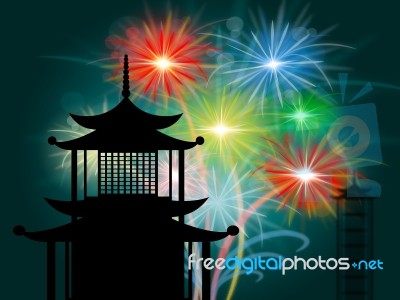 Pagoda Silhouette Means Tower Shrine And Asian Stock Image