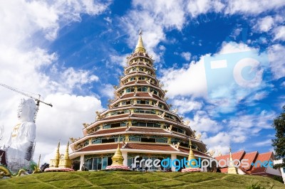 Pagoda Statue Inside Wat Huai Pla Kang Stock Photo