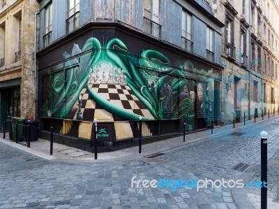 Painted Building Graffiti Style In Bordeaux Stock Photo