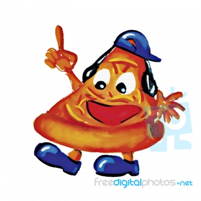 Painting Pizza Boy Character Stock Photo