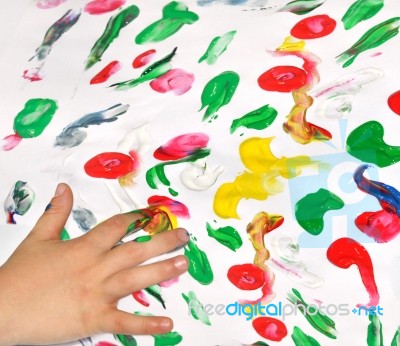 Painting With Fingers Stock Photo