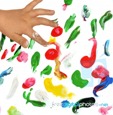 Painting With Fingers Stock Photo