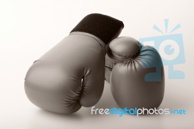 Pair Of Leather Boxing Gloves Stock Photo