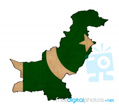 Pakistan Map On  Flag Drawing ,grunge And Retro Flag Series Stock Image